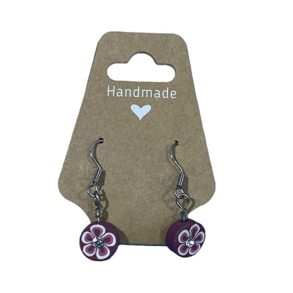 Handcrafted dainty purple Hawaiian flower dangling earring’s for woman or girls
